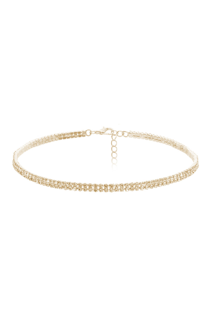 2MM RHINESTONE 2ROW CHOKER NECKLACE