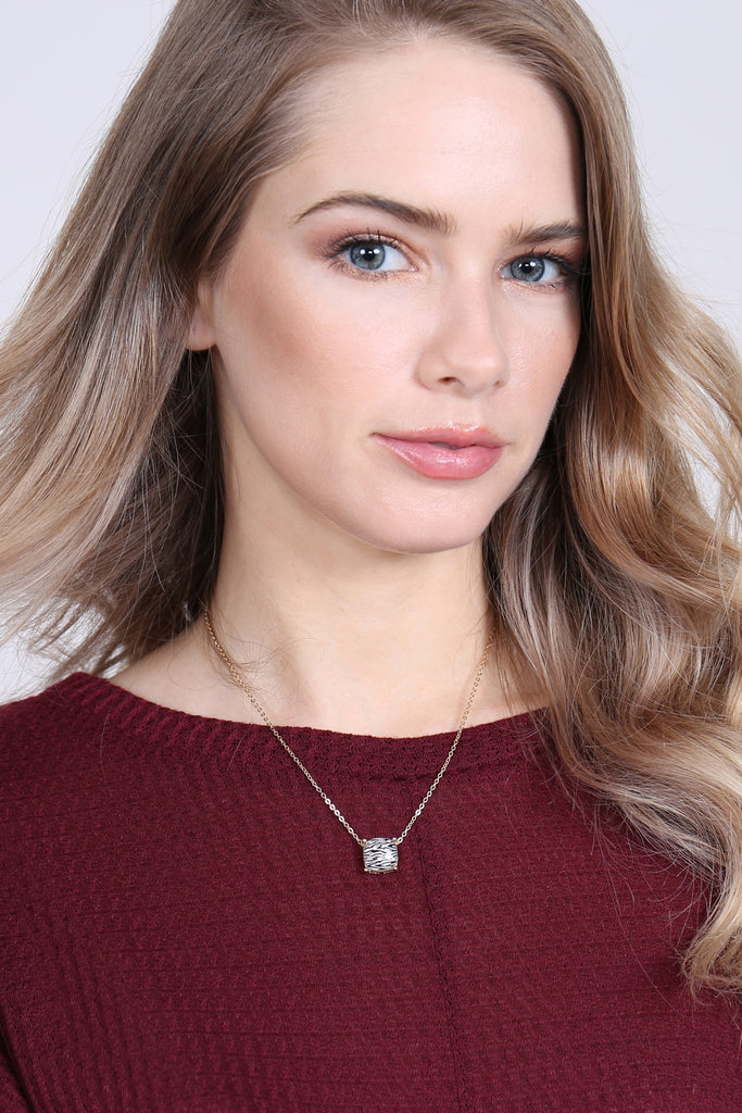 17155 - 12MM CUSHION CUT CHARM NECKLACE