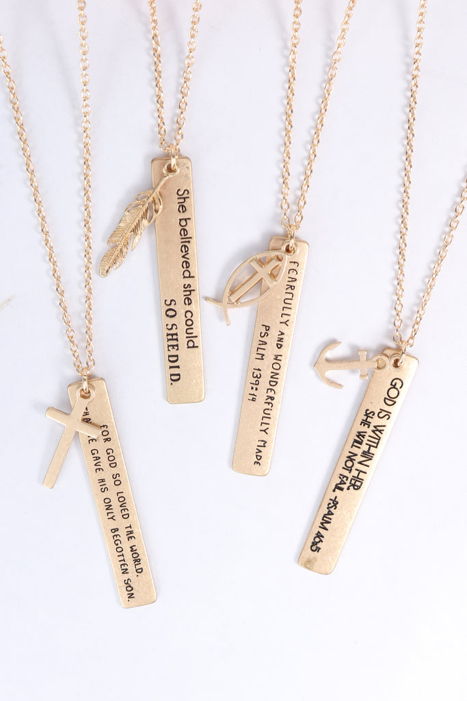 MESSAGE "GOD WITHIN HER" CHARM PENDANT NECKLACE