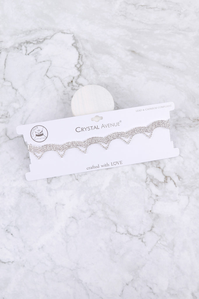 RHINESTONE WAVE CHOKER NECKLACE