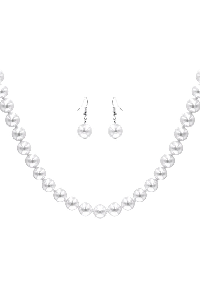 12MM PEARL KNOTTING 15IN NEKCLACE AND EARRING SET