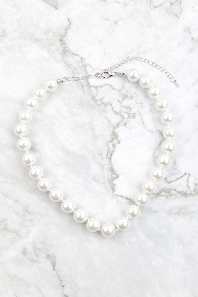 12MM PEARL KNOTTING 15IN NEKCLACE AND EARRING SET