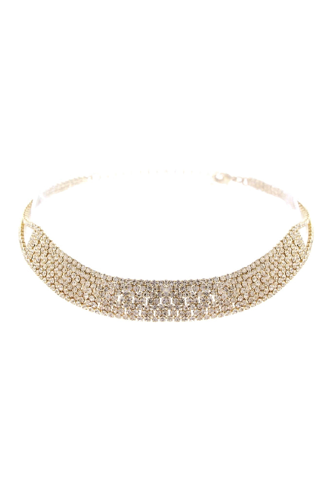 7 LINE RHINESTONE CHOKER/COLLAR NECKLACE