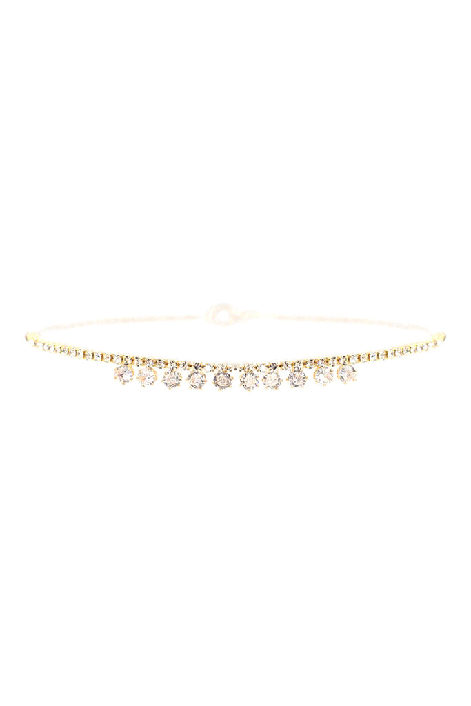 CUBIC ZIRCONIA CENTER STATIONED COLLAR NECKLACE