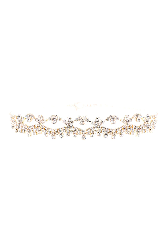 RHINESTONE LACE CHOKER COLLAR NECKLACE