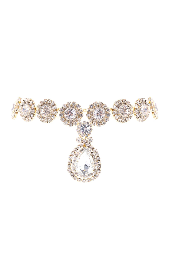 RHINESTONE HALO CHOKER TEARDROP NECKLACE