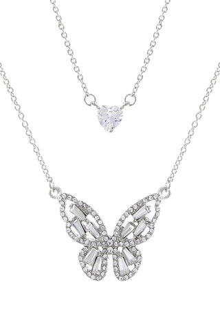CUBIC ZIRCONIA HOLLOW MID BUTTERFLY NECKLACE