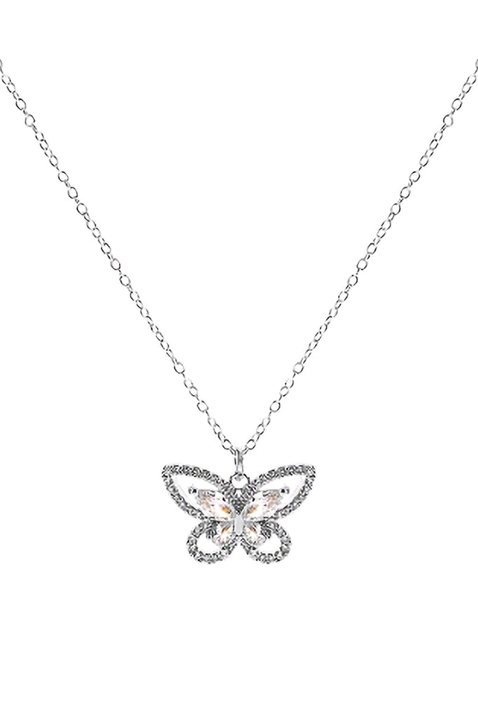 CUBIC ZIRCONIA MARQUISE BUTTERFLY PENDANT NECKLACE
