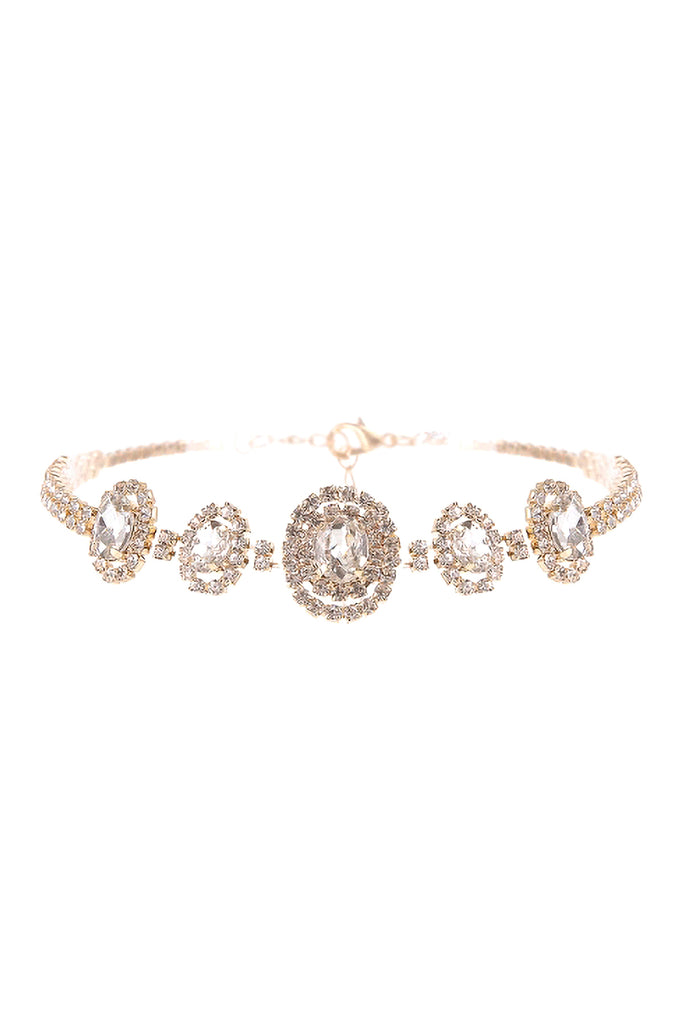 ROUND 5 HALO RHINESTONE CHOKER NECKLACE