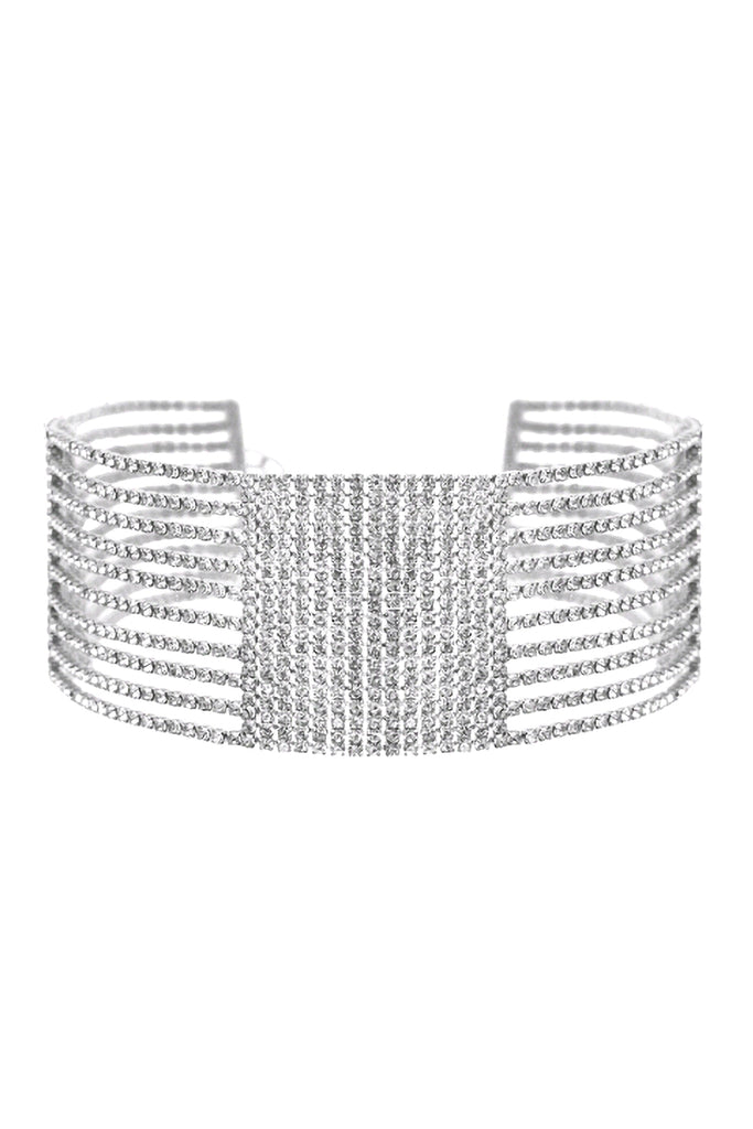 SQUARE CENTER RHINESTONE CHOKER NECKLACE