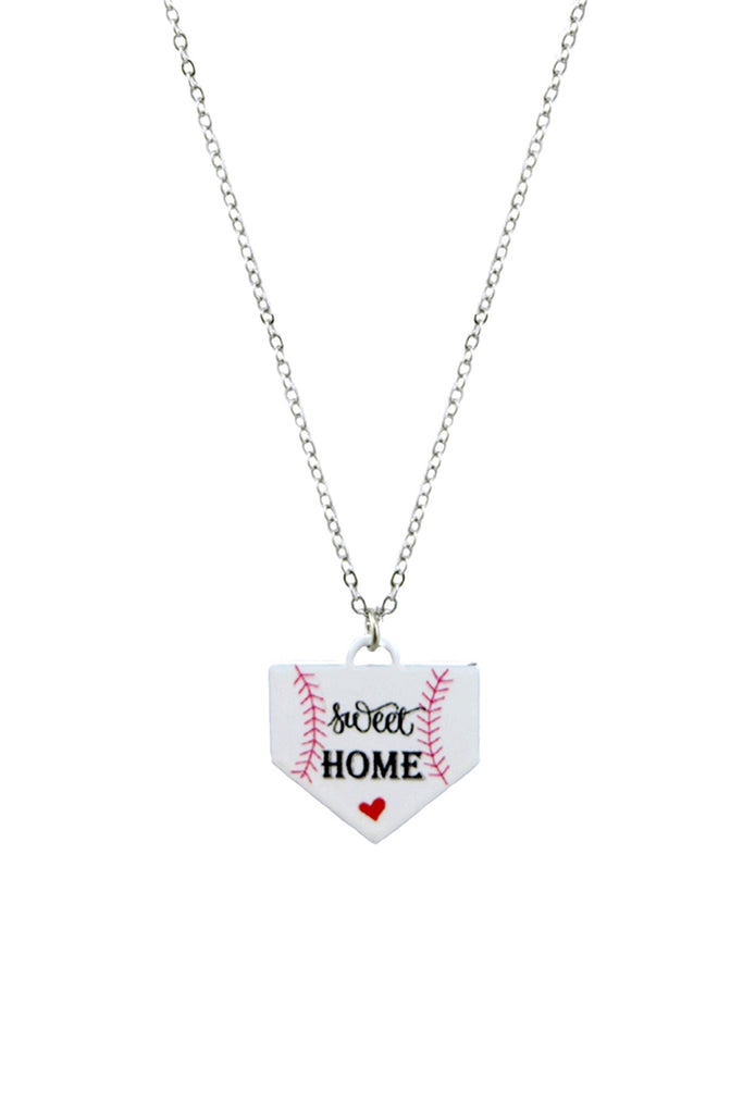 BASEBALL SWEET HOME PLATE PENDANT NECKLACE