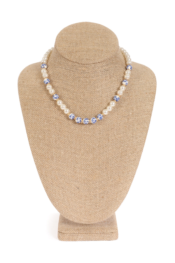 FLOWER BEAD PEARL NECKLACE - Riah Fashion