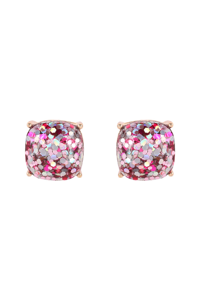 CUSHION GLITTER EARRINGS