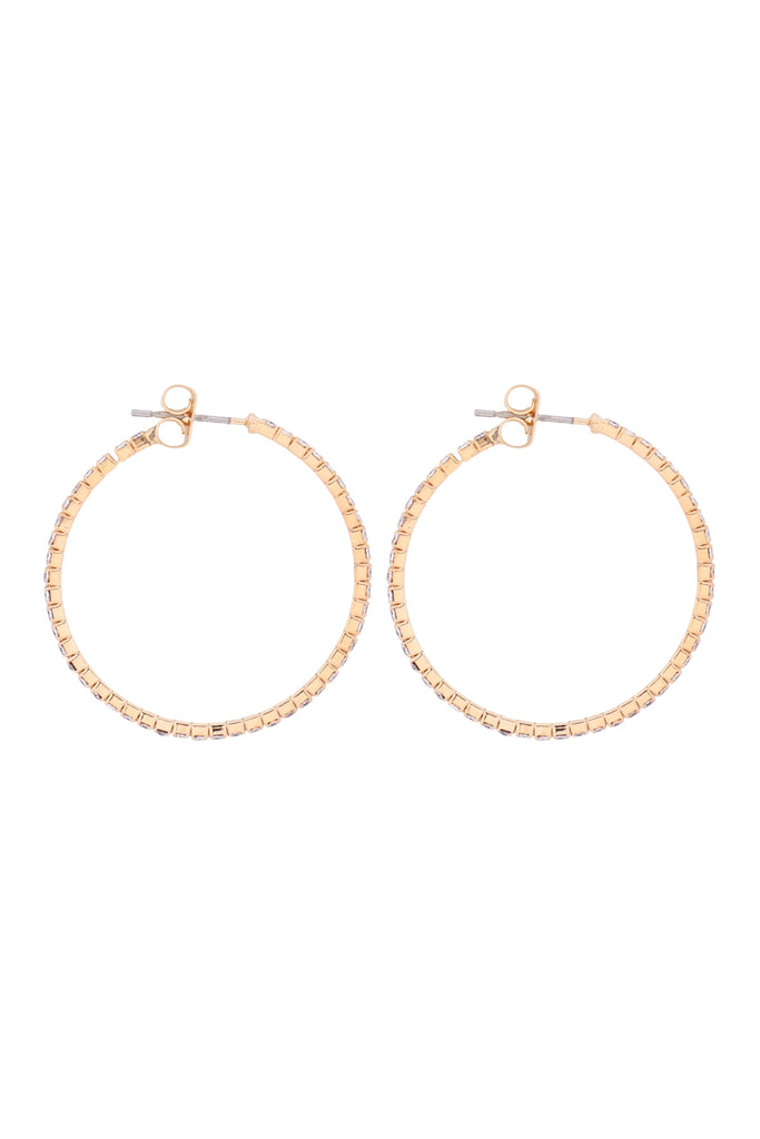 1.5MM RHINESTONE HOOP POST EARRINGS