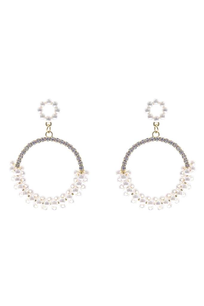 EMBELISHED WRAPPED PEARL ROUND DROP EARRINGS