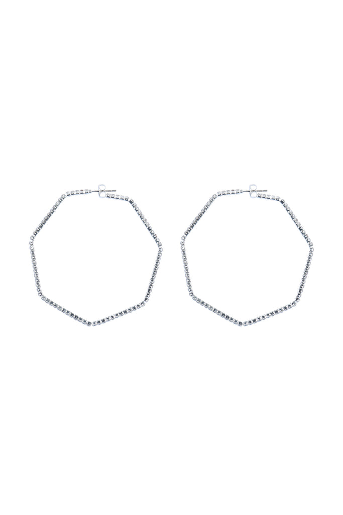 60MM HEPTAGONAL WIRE HOOP TEXTURED EARRINGS