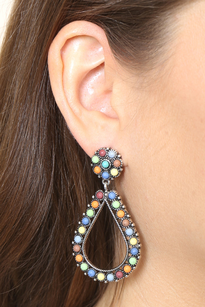 TEARDROP NATURAL STONE POST EARRINGS