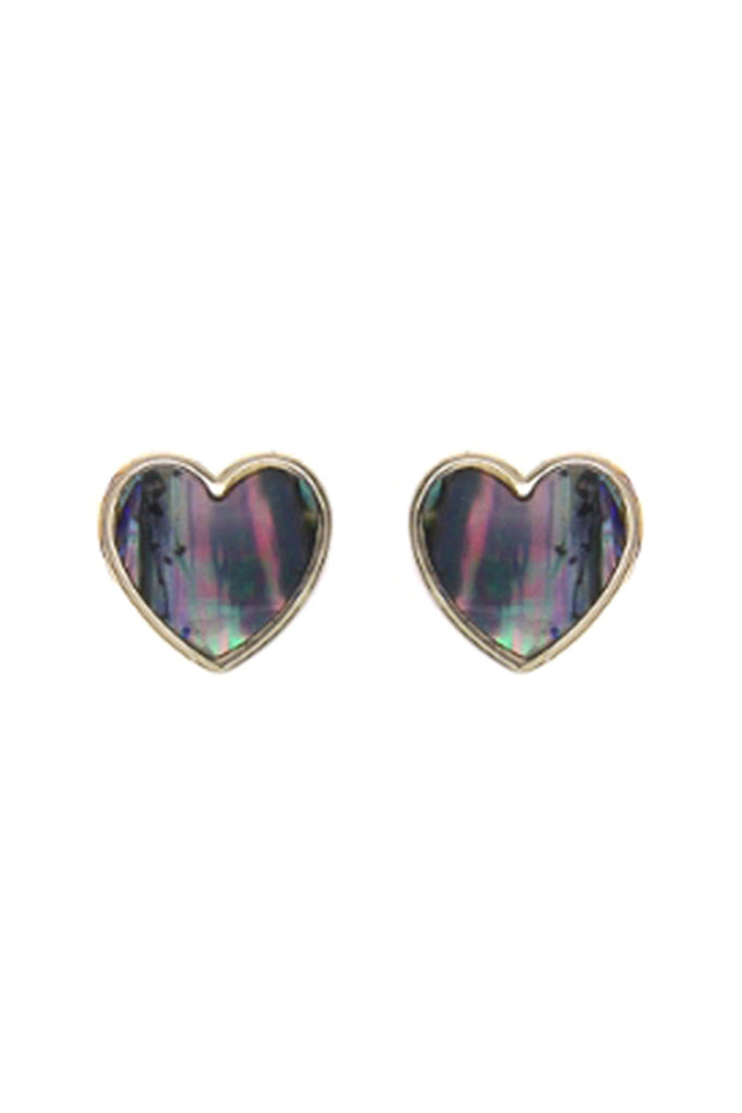 ABALONE HEART CHARM POST EARRINGS