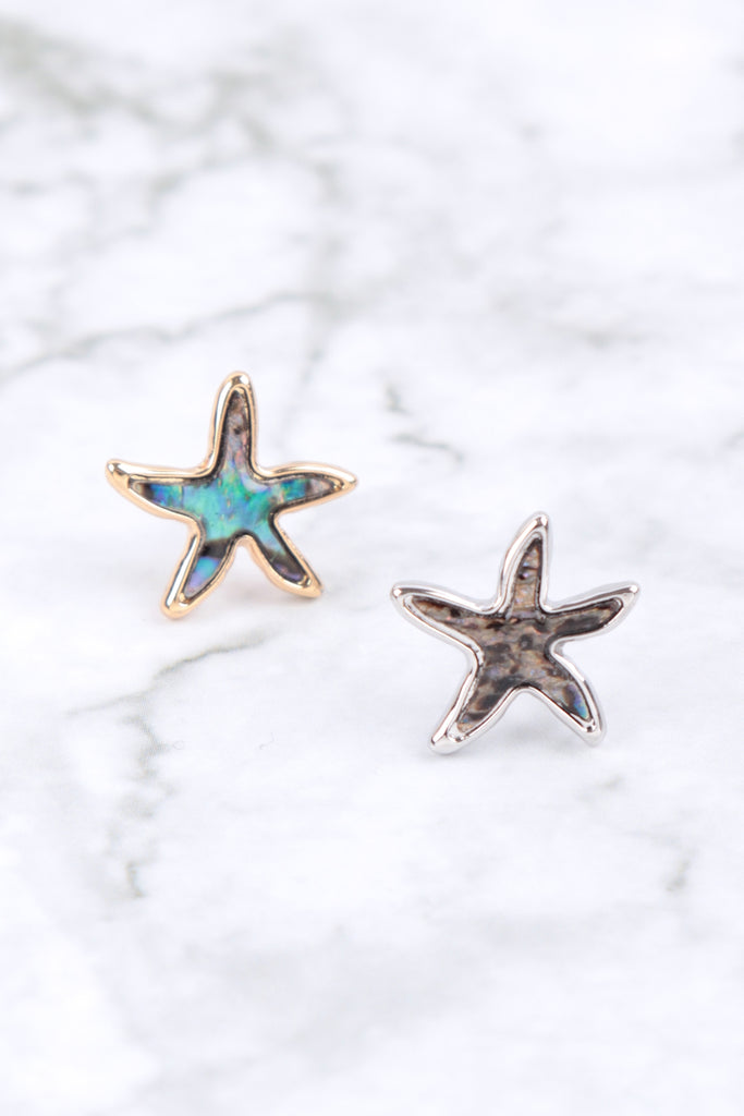STARFISH ABALONE POST CHARM EARRINGS