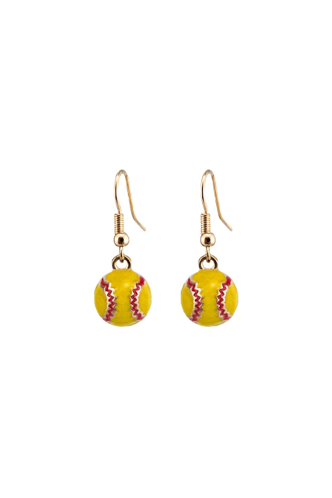 SOFTBALL EPOXY SPORTS DANGLE HOOK EARRINGS