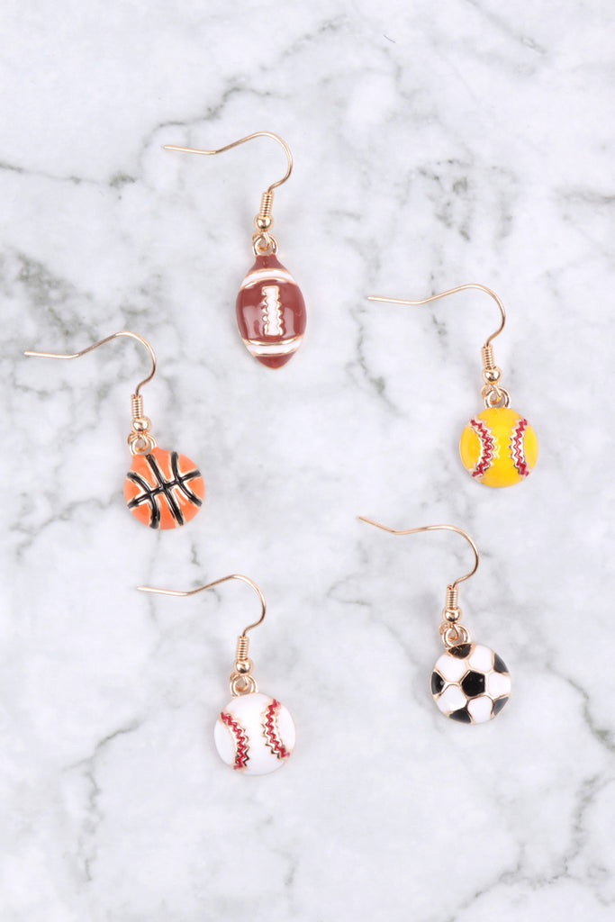 SOFTBALL EPOXY SPORTS DANGLE HOOK EARRINGS - Riah Fashion