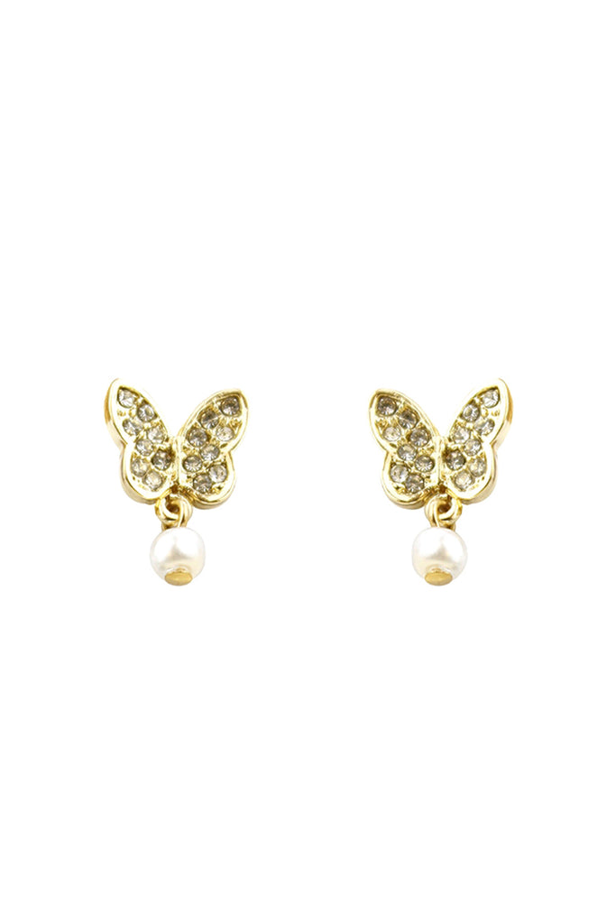 BUTTERFLY PEARL DANGLE EARRINGS