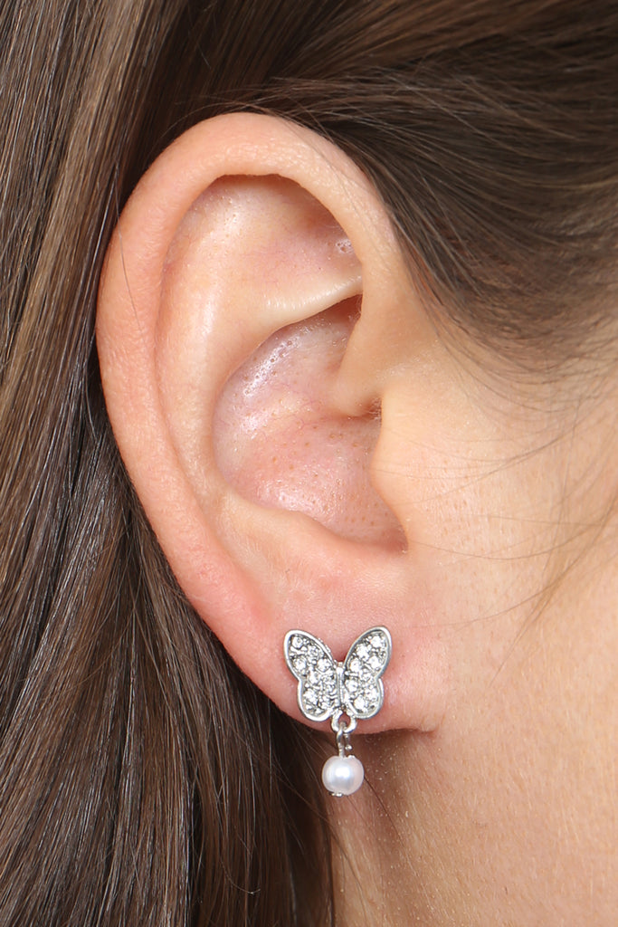 BUTTERFLY PEARL DANGLE EARRINGS