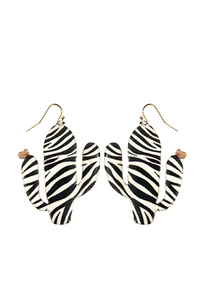 CACTUS PRINT DROP FISH HOOK EARRINGS