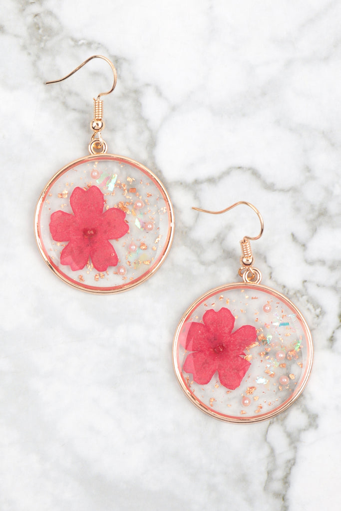 DRIED FLOWER ROUND EARRINGS