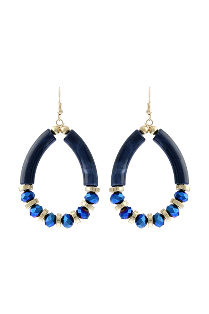 ACRYLIC TUBE TEARDROP BEADS FISH HOOK EARRINGS