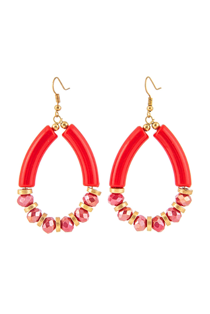 ACRYLIC TUBE TEARDROP BEADS FISH HOOK EARRINGS