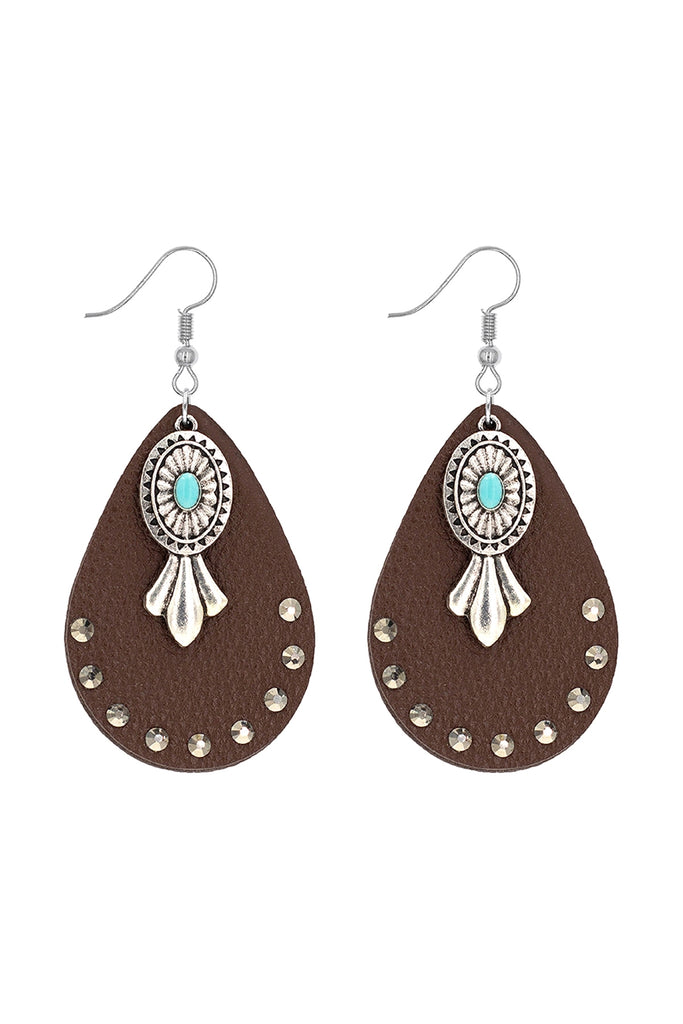 SQUASH BLOSSOM WESTERN TEARDROP EARRINGS