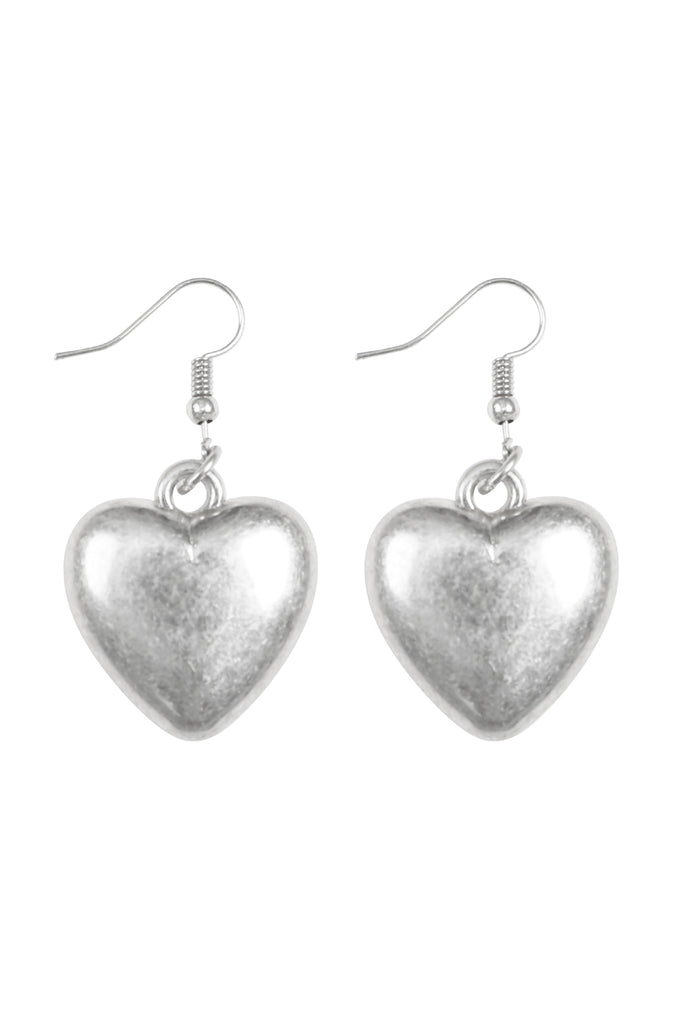 PUFFY HEART DANGLE EARRINGS