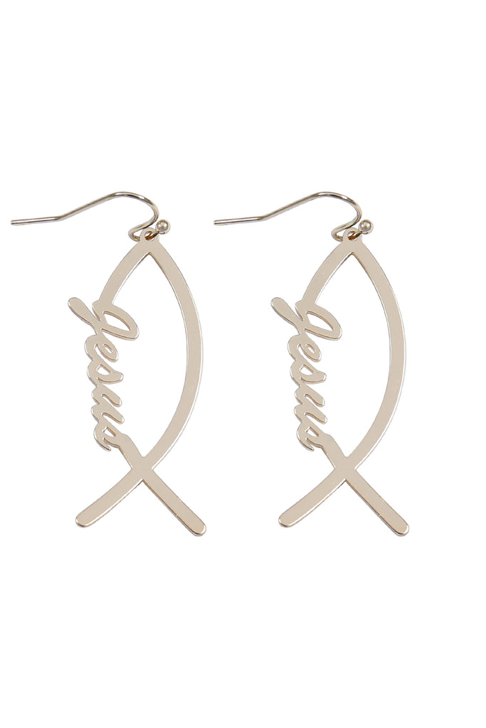 JESUS FISH HOOK EARRINGS