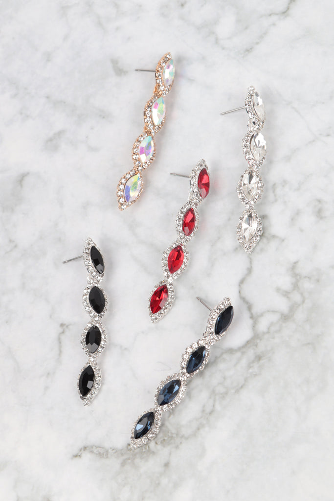 MARQUISE RHINESTONE LINK DROP EARRINGS