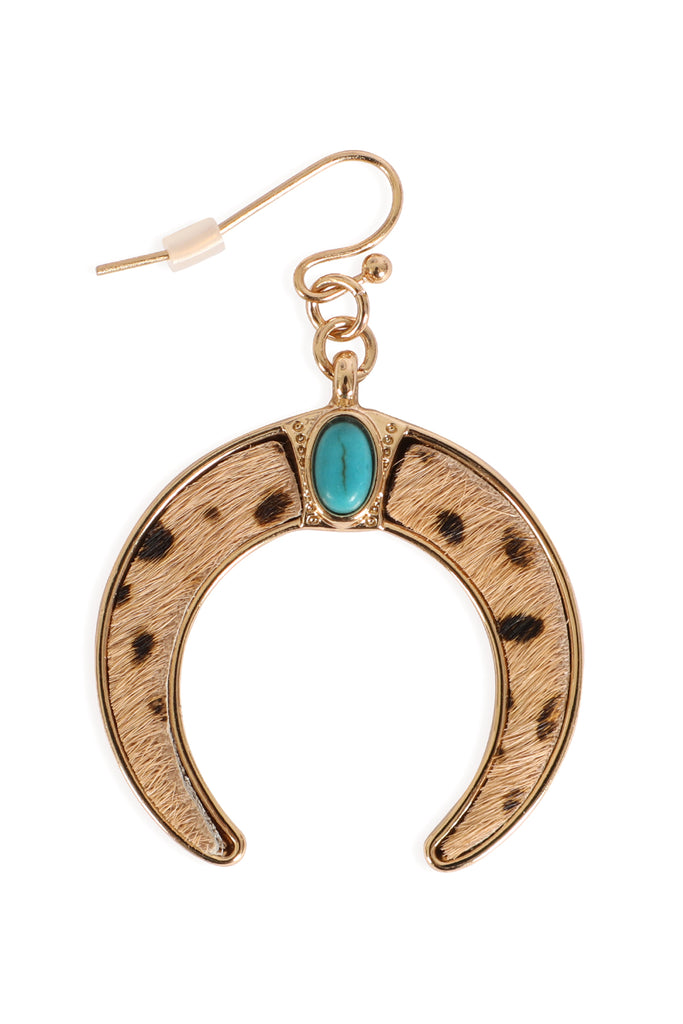 COW PRINT BULL HORN EARRINGS