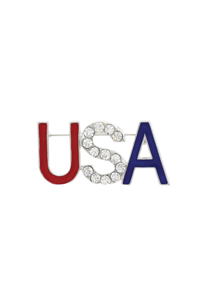 RHINESTONE USA LETTER BROOCH