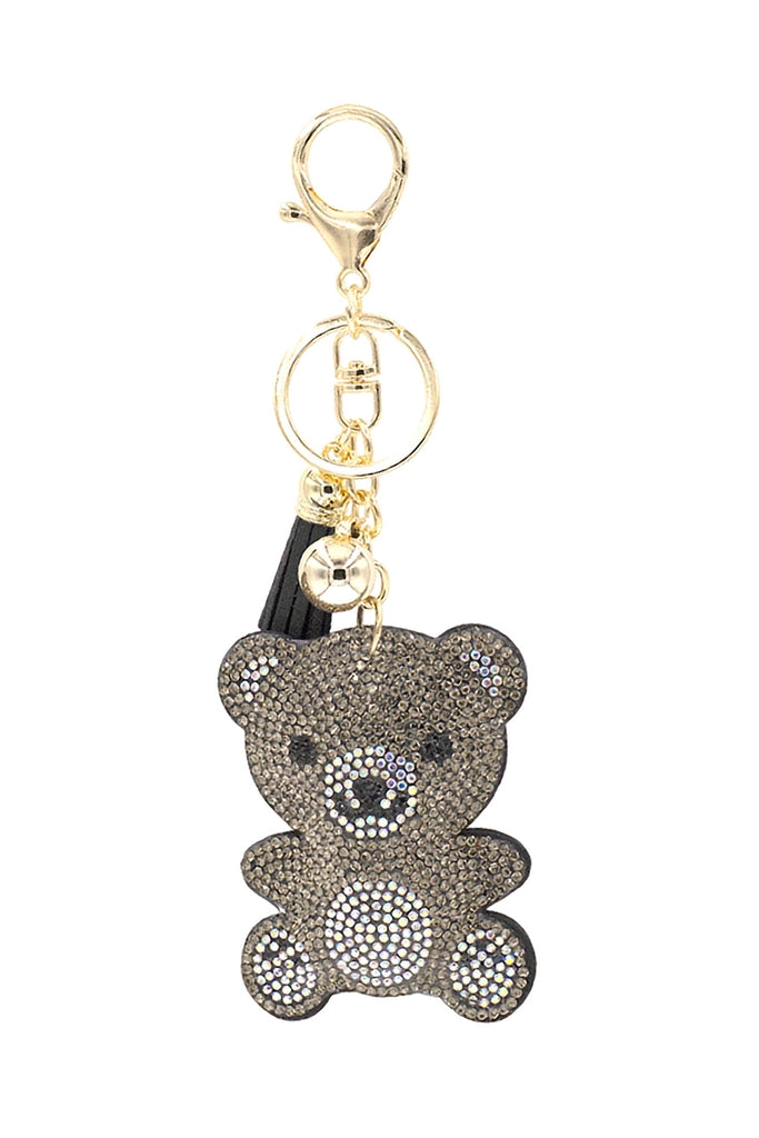 CUTE TEDDY BEAR RHINESTONE TASSEL KEYCHAIN