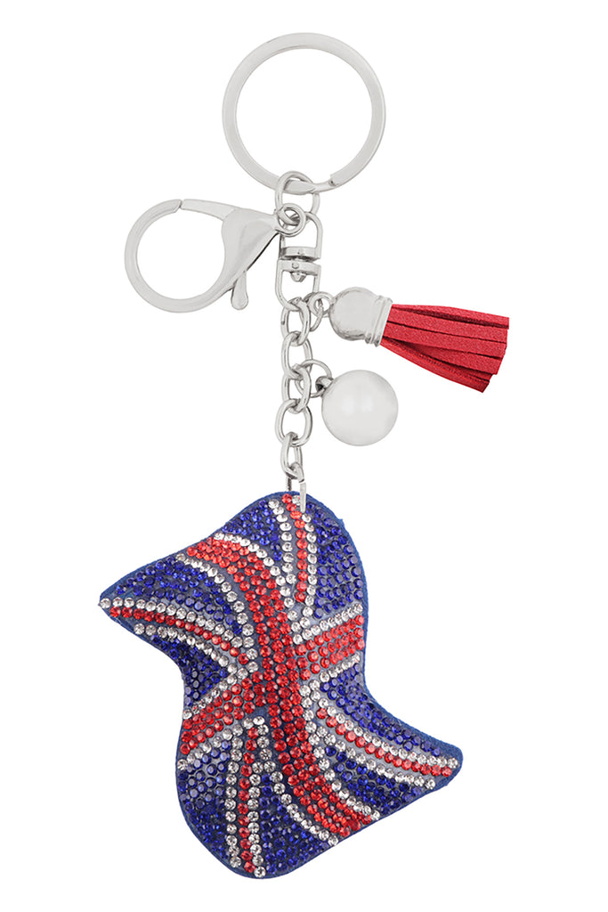 FLAG SUEDE RHINESTONE KEYCHAIN