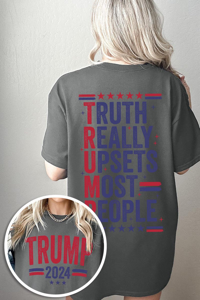 Truth Really Upsets Most People Trump Front and Back Graphic Heavy Unisex Cotton Tee
