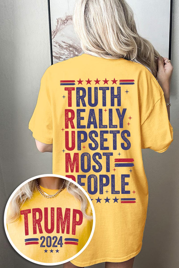Truth Really Upsets Most People Trump Front and Back Graphic Heavy Unisex Cotton Tee