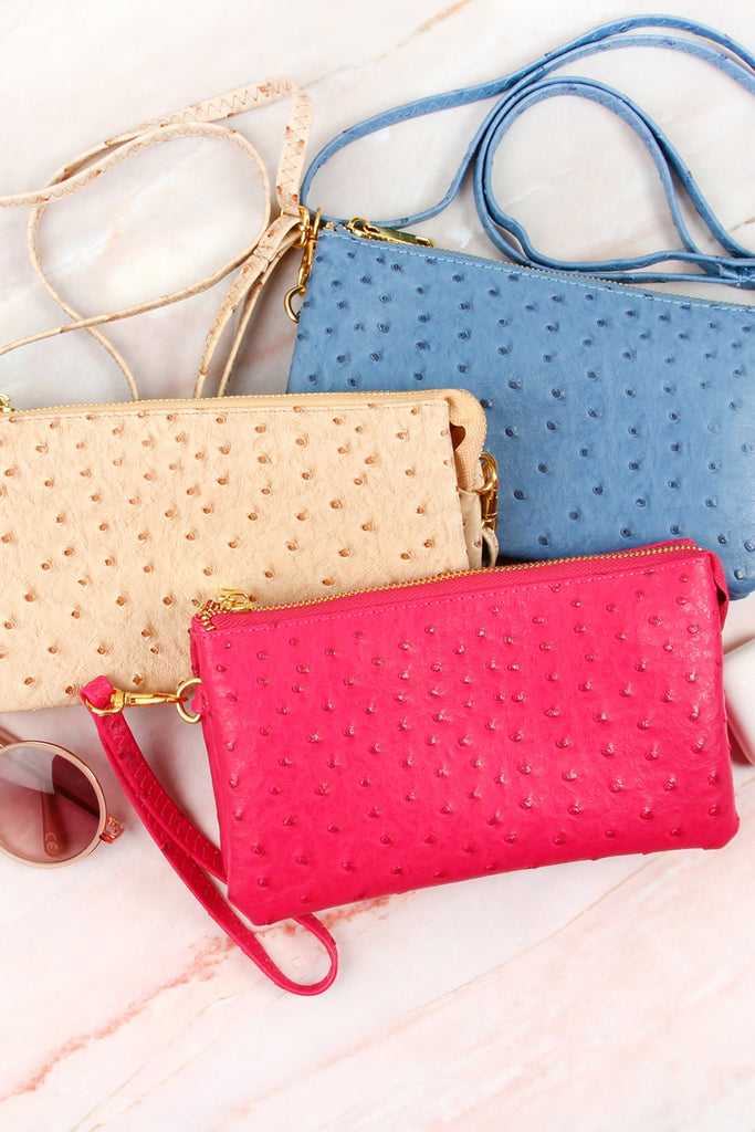 FAUX CROSSBODY WRISTLET BAG