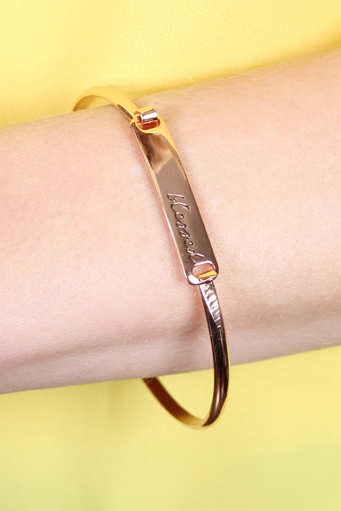 "Blessed" Hinge Plated Bracelet