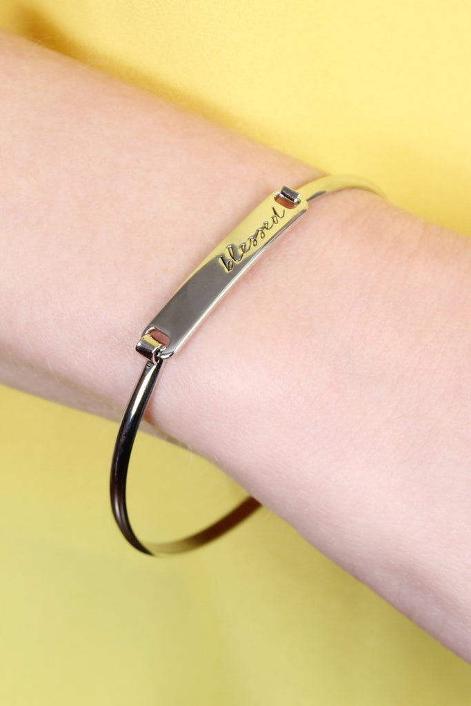"Blessed" Hinge Plated Bracelet