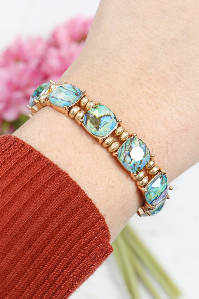 CUSHION CUT W/ BEADS BRACELET