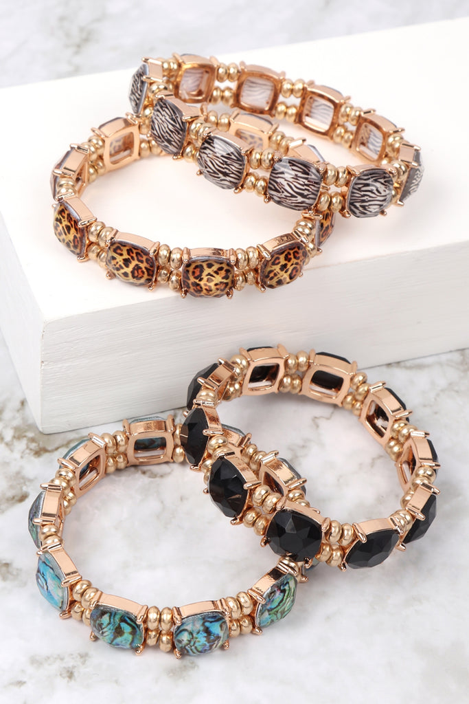 CUSHION CUT W/ BEADS BRACELET