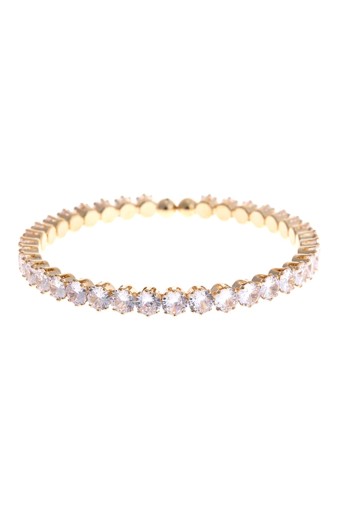 CUBIC ZIRCONIA 5MM ROUND STONE CUFF BRACELET