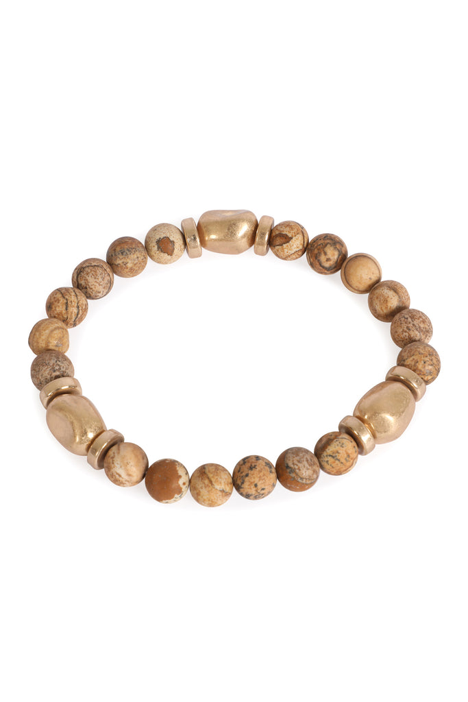 2 LINE CROSS NATURAL STONE BRACELET