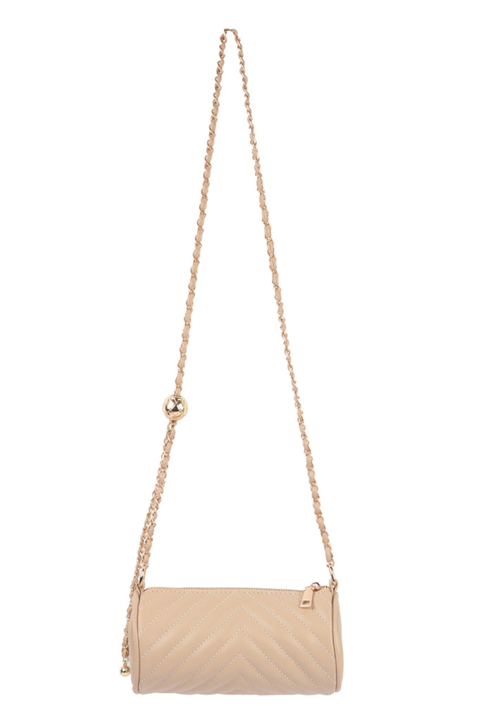 QUILTED LEATHER CHAIN STRAP CROSSBODY BAG