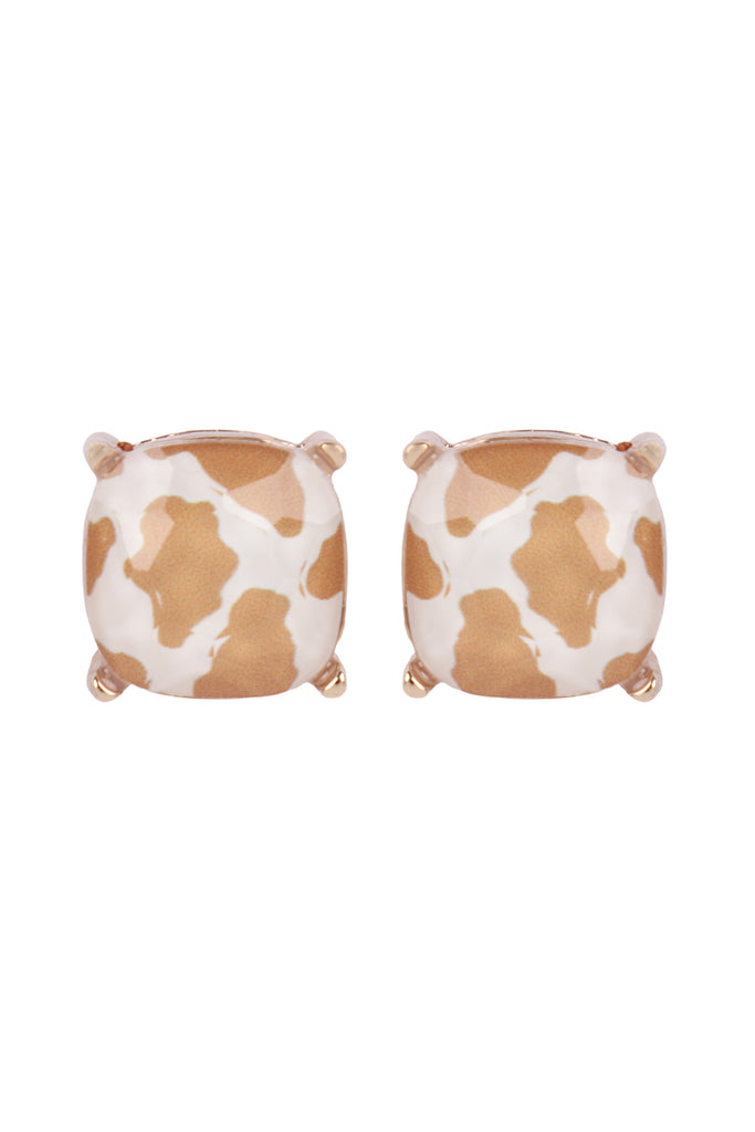 AE0088 - GLASS CUSHION POST EARRINGS